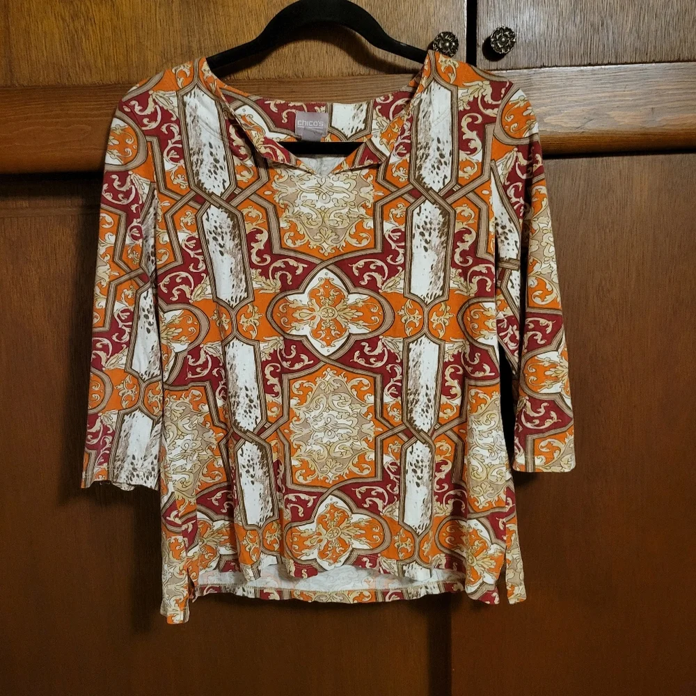 Chicos Art To Wear Artsy Multicolored Long Sleeve | Small - Picture 1 of 6